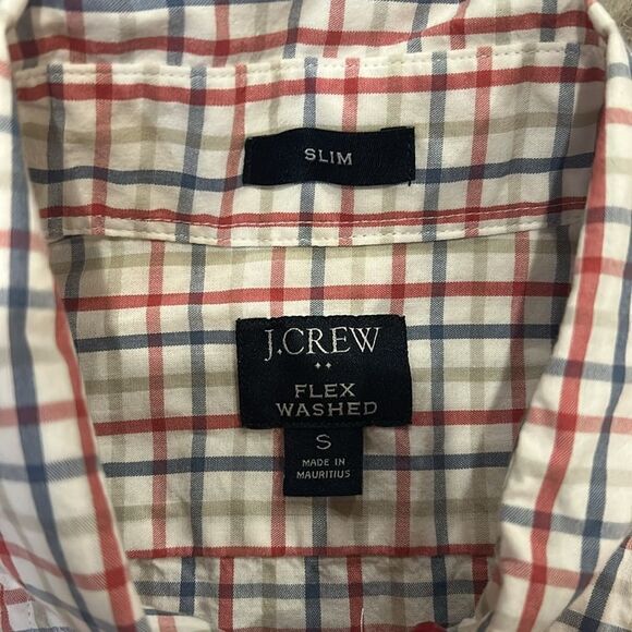 Jcrew‎ men’s red, blue and tan plaid cotton long sleeve button front shirt - Picture 2 of 5